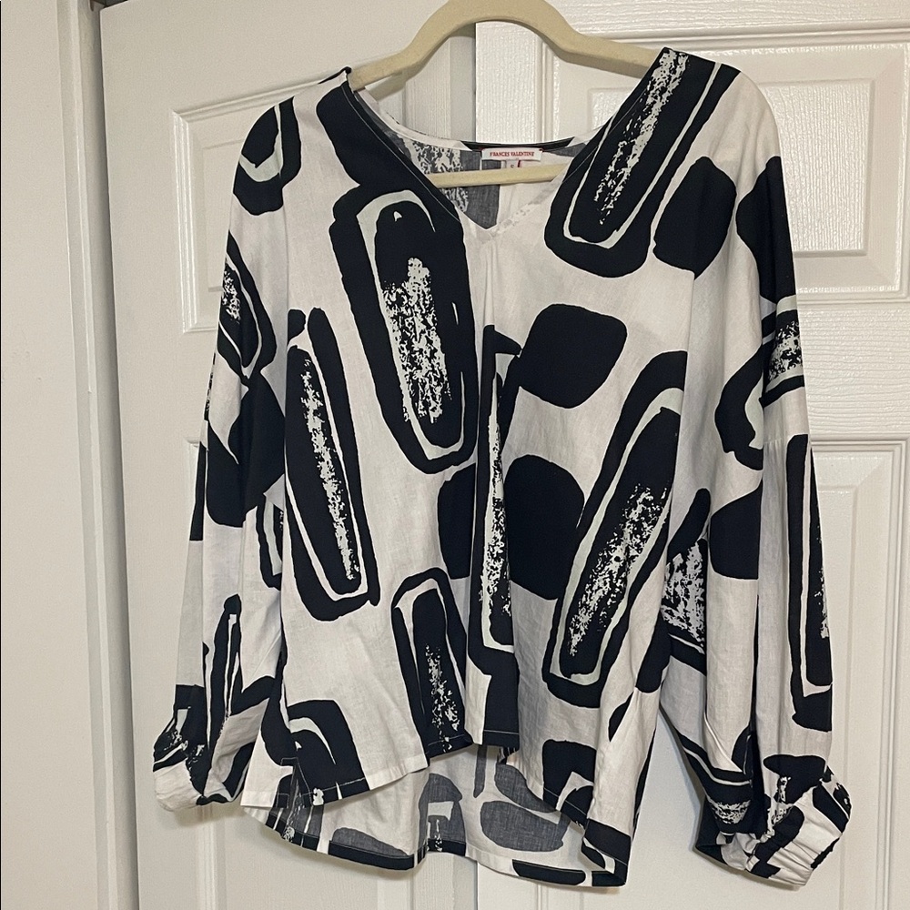 Frances Valentine Black and White Abstract Blouse